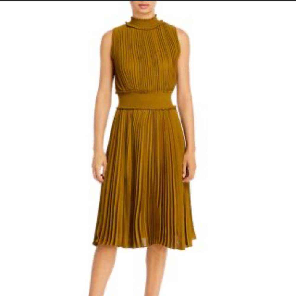 Nanette Lepore Mustard Pleated Dress